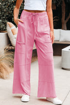 Bonbon Mineral Wash Waistband Wide Leg Cargo Pants