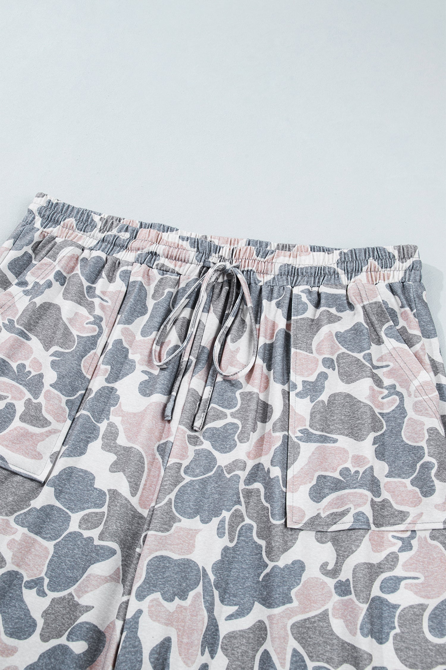 Khaki Camouflage Print Ankle-Length Plus Size Pants