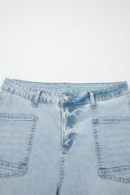 Beau Blue Frayed Cropped Straight Jeans
