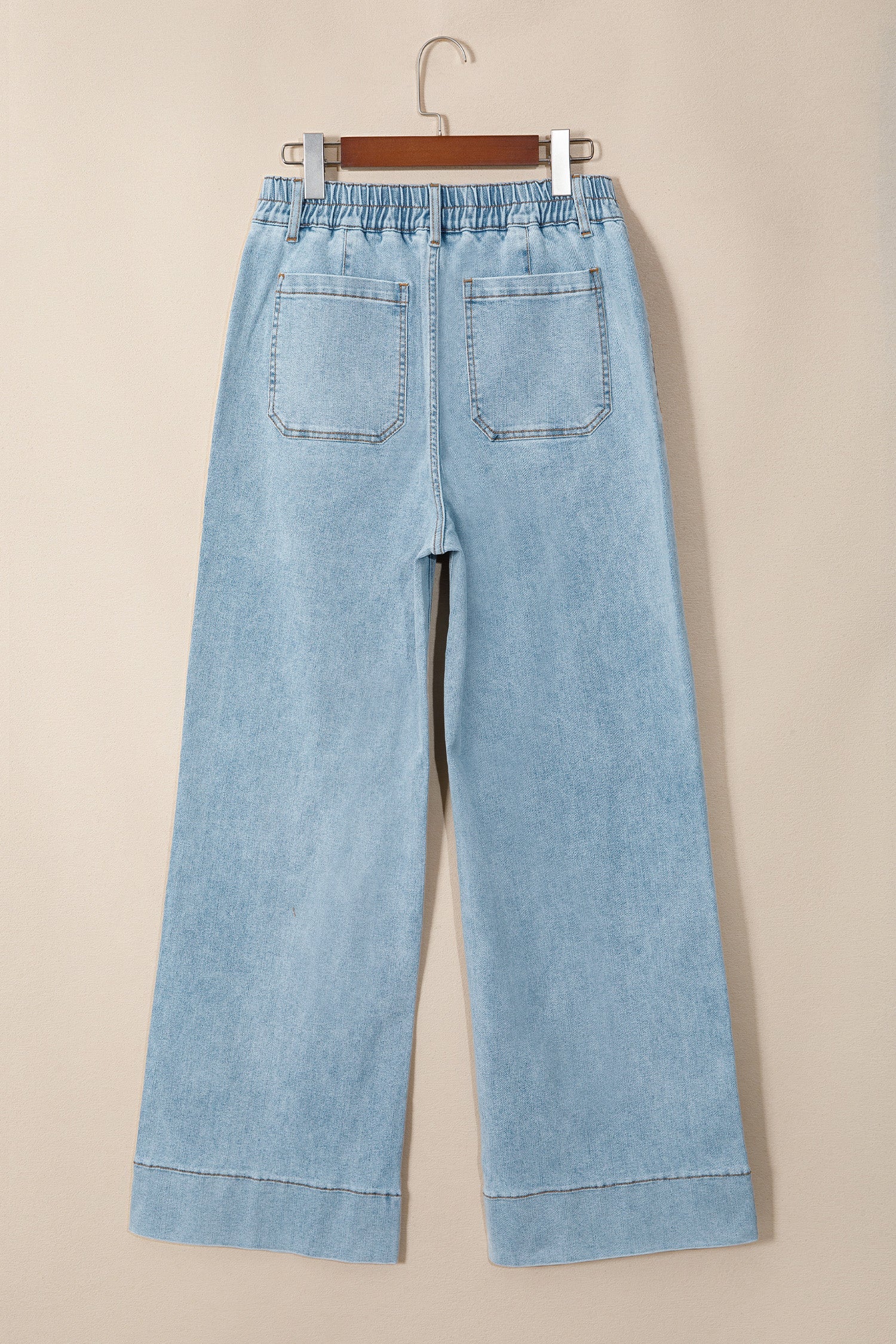 Beau Blue Solid Full-Length Regular Pocket Detail Denim Jeans