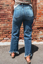 Women Ashleigh Blue High Waist Frayed Hem Flare Jeans