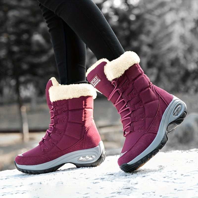 Cecilia™ | Faux-fur cuff lace-up mid-calf snow boots