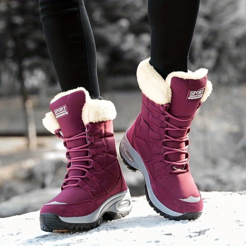 Cecilia™ | Faux-fur cuff lace-up mid-calf snow boots