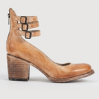 VintaStrap™ | Women's Triple Buckle Block Heel Pumps