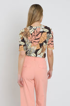 Travel Top Botanical Print Espresso 202271