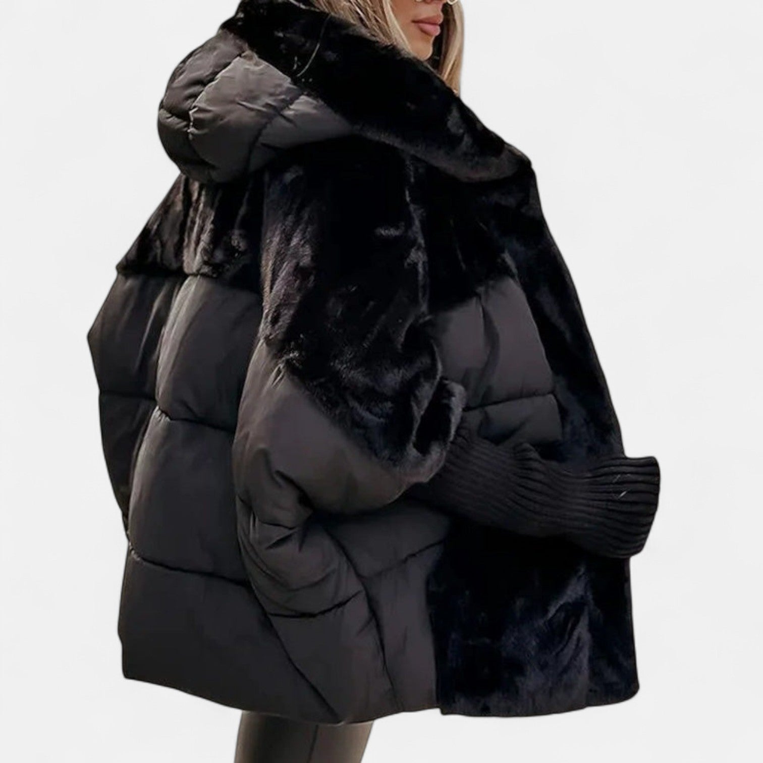 Oversized Hooded Patchwork Puffer Jacket