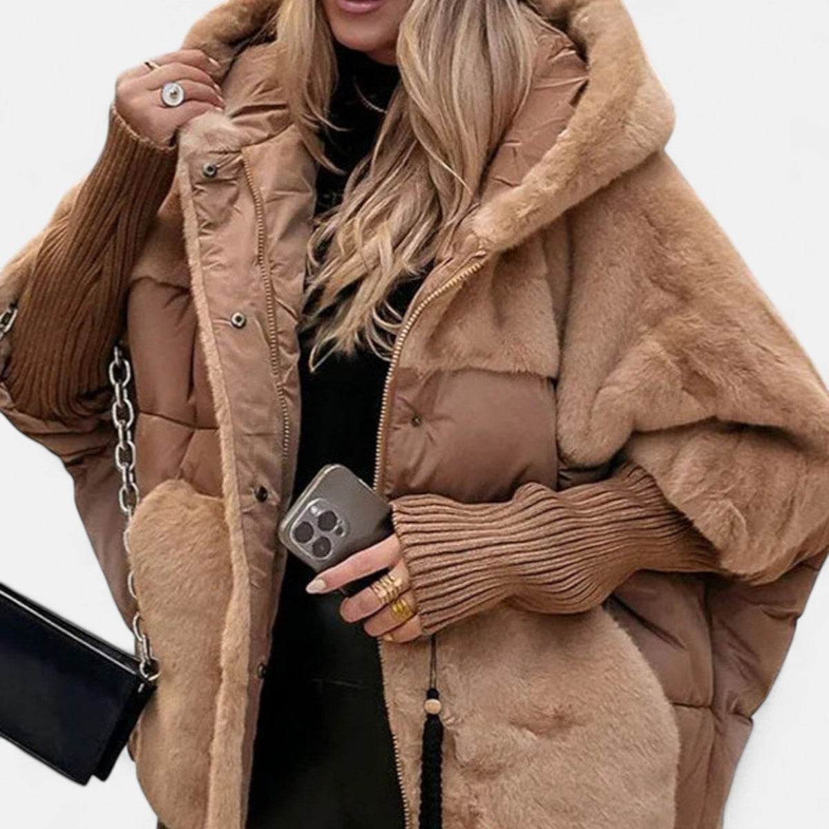 Oversized Hooded Patchwork Puffer Jacket